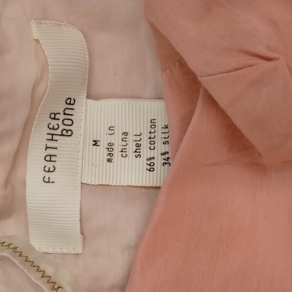 Anthropologie Feather Bone dress adj strap pink gold size medium silk blend med - Picture 7 of 11